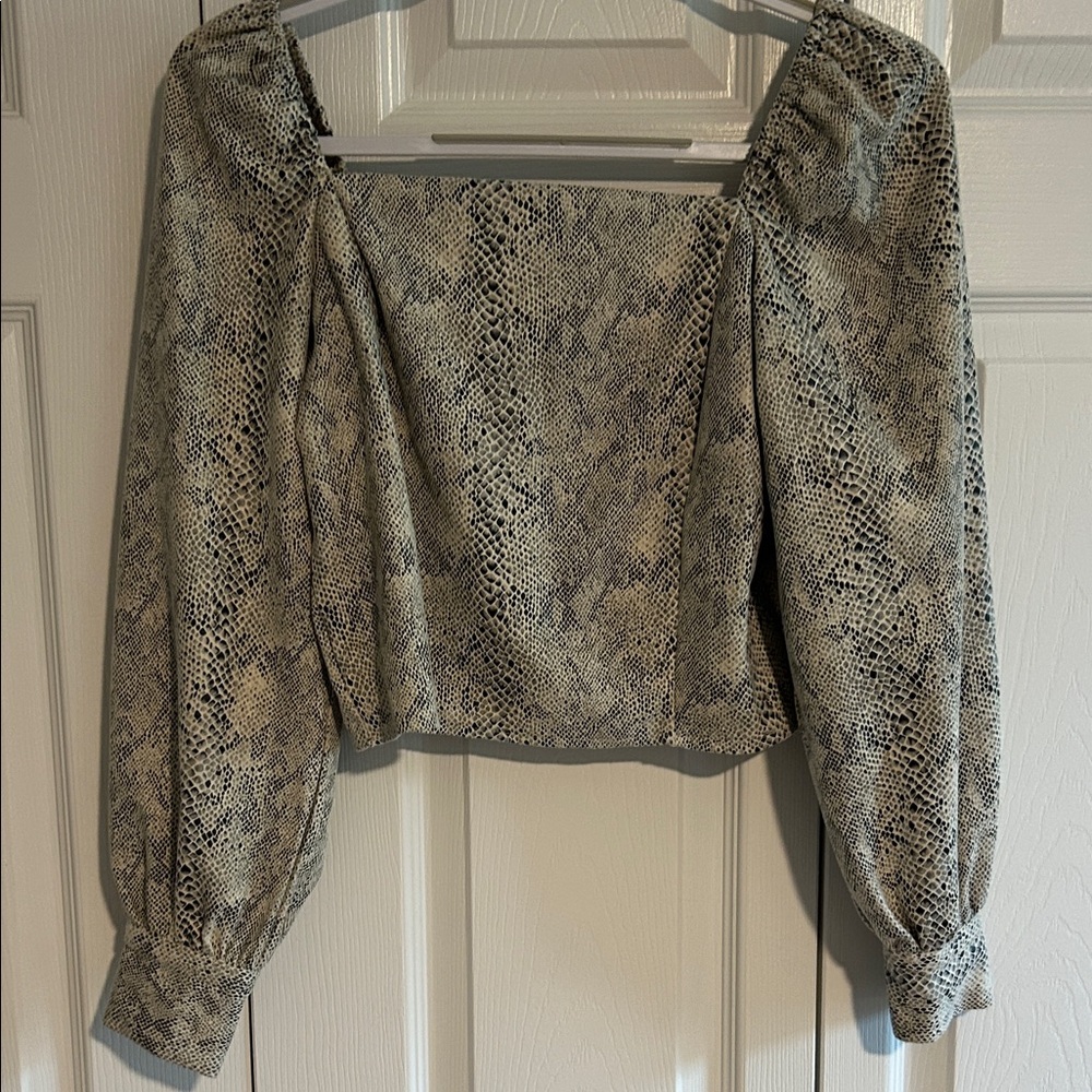 She + Sky Snake Print Blouse - Black and Cream